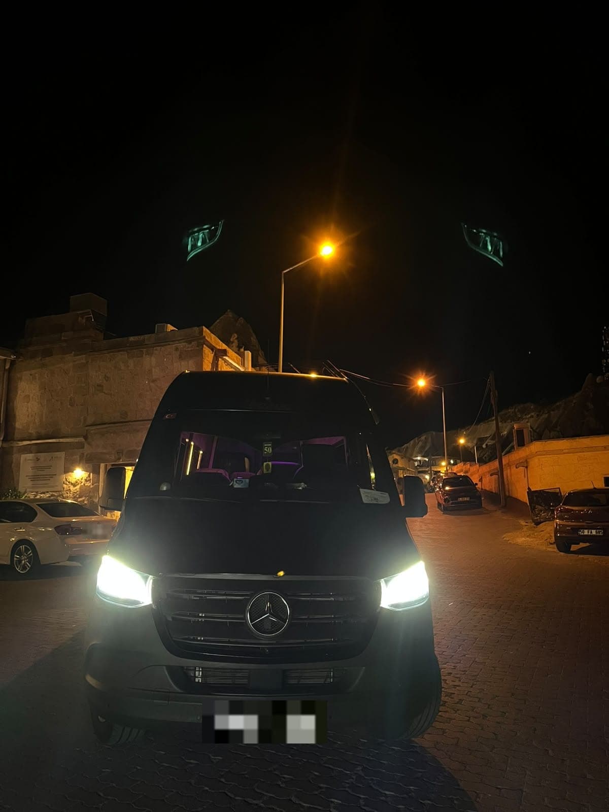 VIP Sprinter ready for a night-time hotel transfer