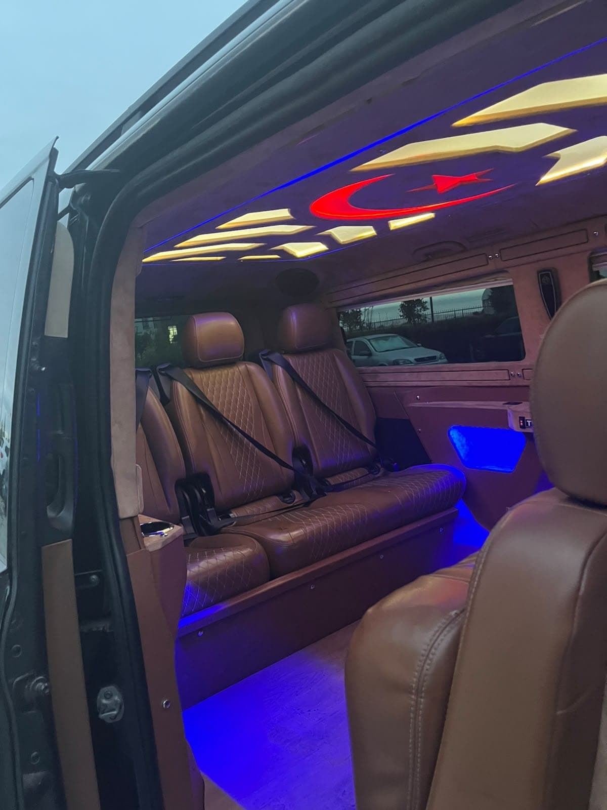 Leather-seated interior of our VIP transfer vehicle